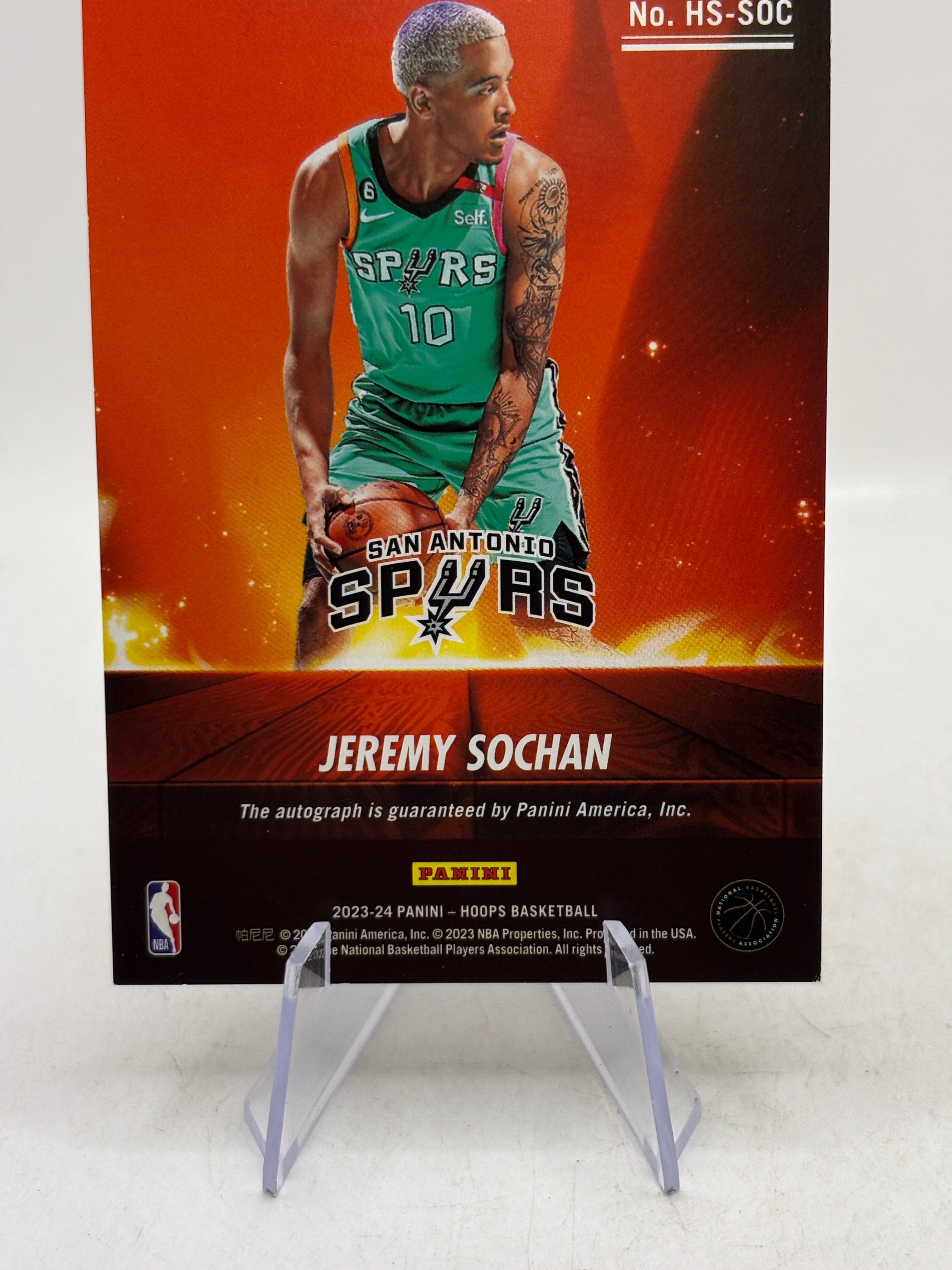 2023-24 Panini Hoops Hot Signatures #HS-SOC Jeremy Sochan 01/25 Auto